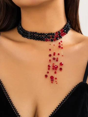 Vintage Gothic Style Beaded Tassel Multi-Layer Necklace