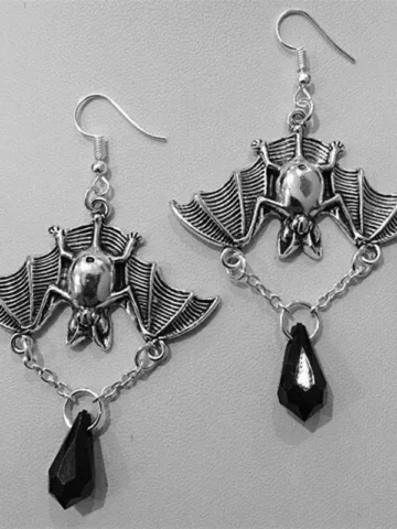 Gothic Halloween Creative Inverted Bat Earrings